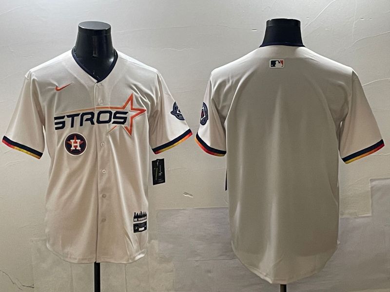 Men Houston Astros Blank Cream Three generations Joint Name 2025 Nike MLB Jersey style 4